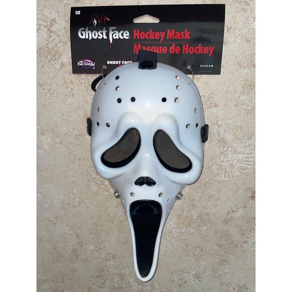 SCREAM GHOST FACE WHITE HOCKEY MASK COSTUME FW93602 NEW - Picture 1 of 2